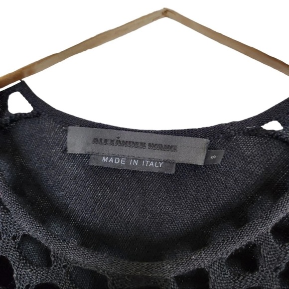 ALEXANDER WANG Black Wool Knit Asymmetrical Eyelet Bodycon Dress Size Small - Picture 6 of 8